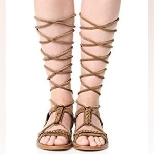ASH Peace Tall Gladiator flat sandals Tuape Brown Sz 40